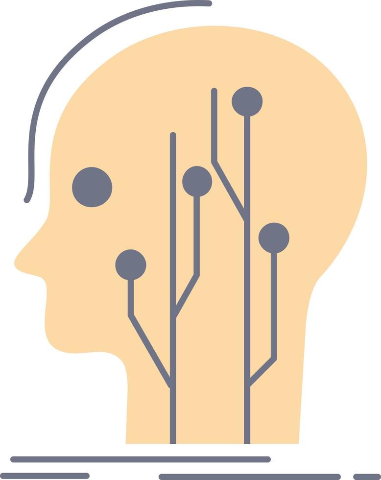 Data head human knowledge network Flat Color Icon Vector