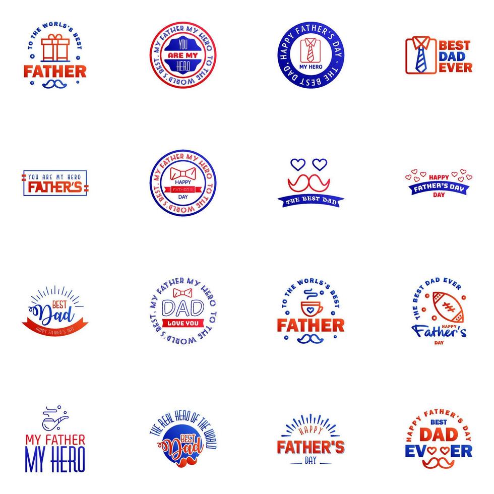 Love You Papa Card Design for Happy Fathers Day Typography Collection 16 Blue and red Design Editable Vector Design Elements