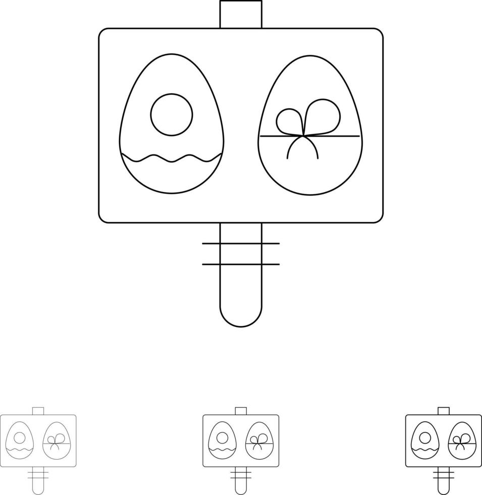 huevo huevos pascua vacaciones audaz y delgada línea negra conjunto de iconos vector