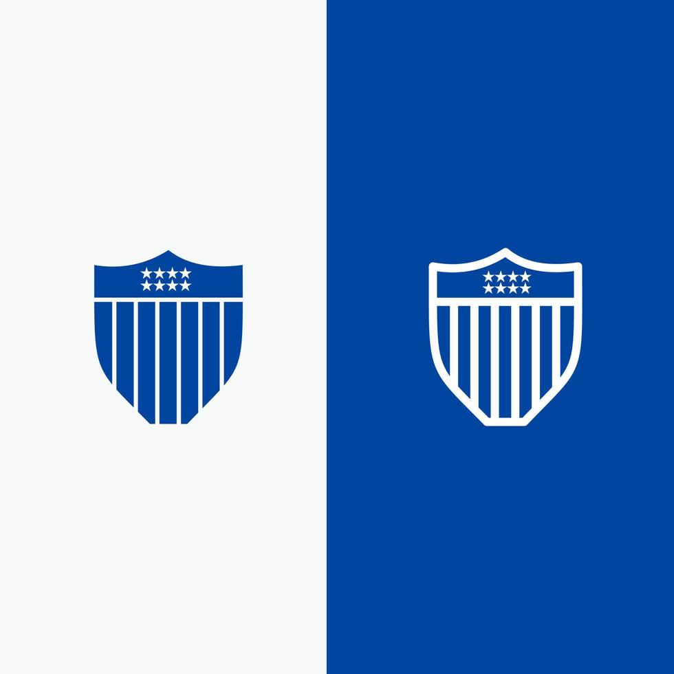 escudo americano seguridad usa línea y glifo icono sólido bandera azul línea y glifo icono sólido bandera azul vector