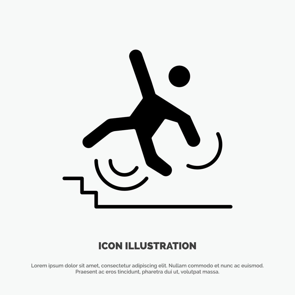 Business Crash Failed Failure Fall solid Glyph Icon vector