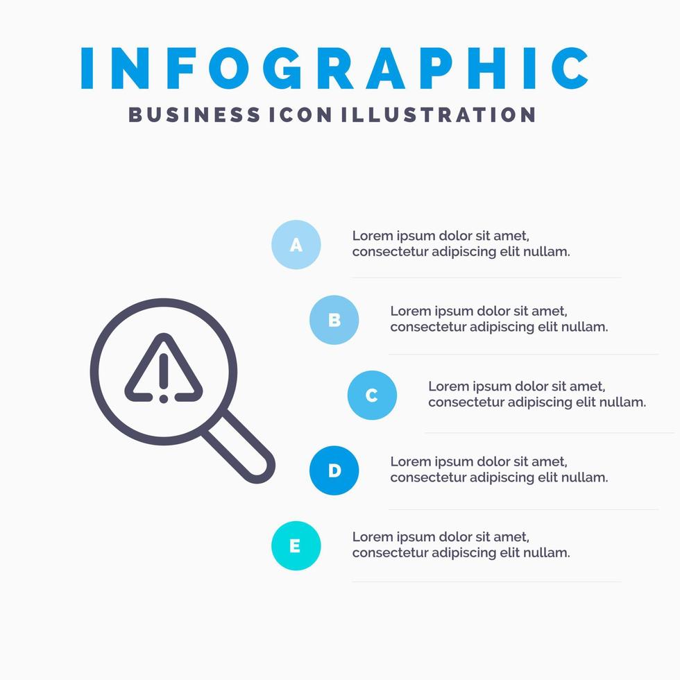Find Search View Error Line icon with 5 steps presentation infographics Background vector