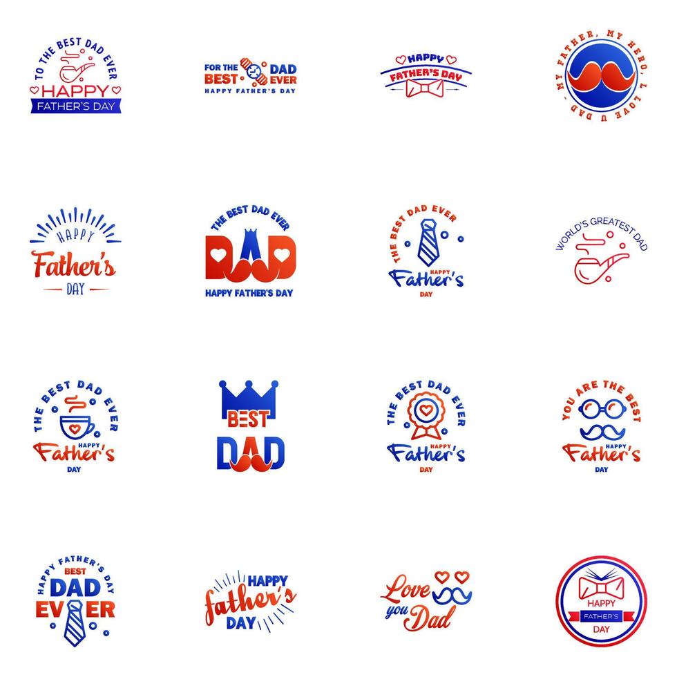 feliz día del padre 16 tipografía azul y roja conjunto tipografía vectorial letras antiguas para tarjetas de felicitación pancartas diseño de camiseta eres el mejor padre elementos de diseño vectorial editables vector