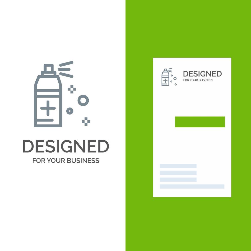 diseño de logotipo gris de spray de limpieza de botellas y plantilla de tarjeta de visita vector