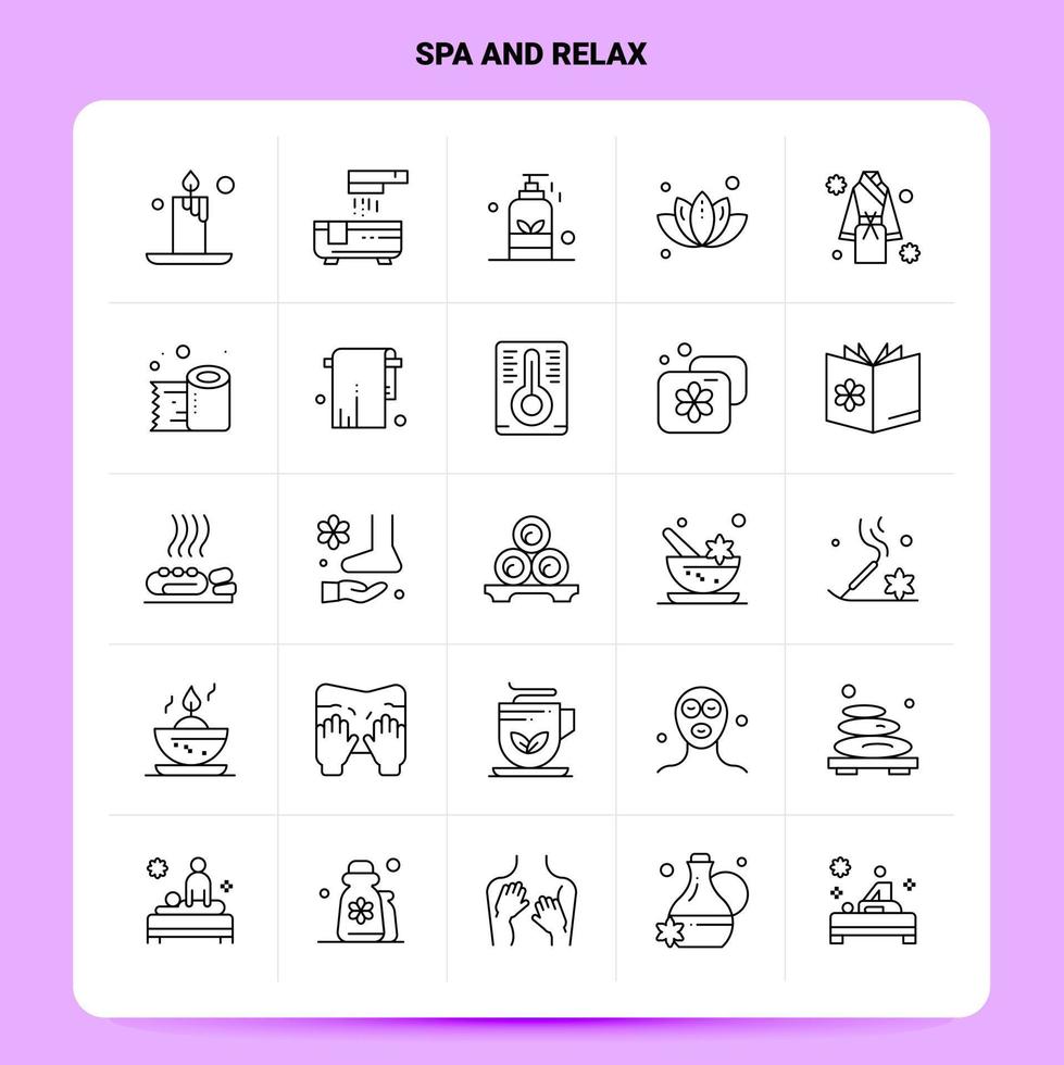 OutLine 25 Spa And Relax Icon set Vector Line Style Design Black Icons Set Linear pictogram pack Web and Mobile Business ideas design Vector Illustration