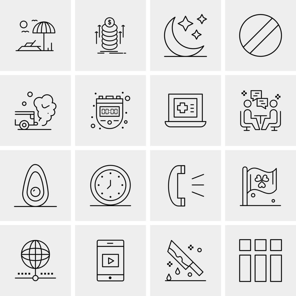 16 iconos universales de negocios vector ilustración de icono creativo para usar en proyectos relacionados con la web y dispositivos móviles