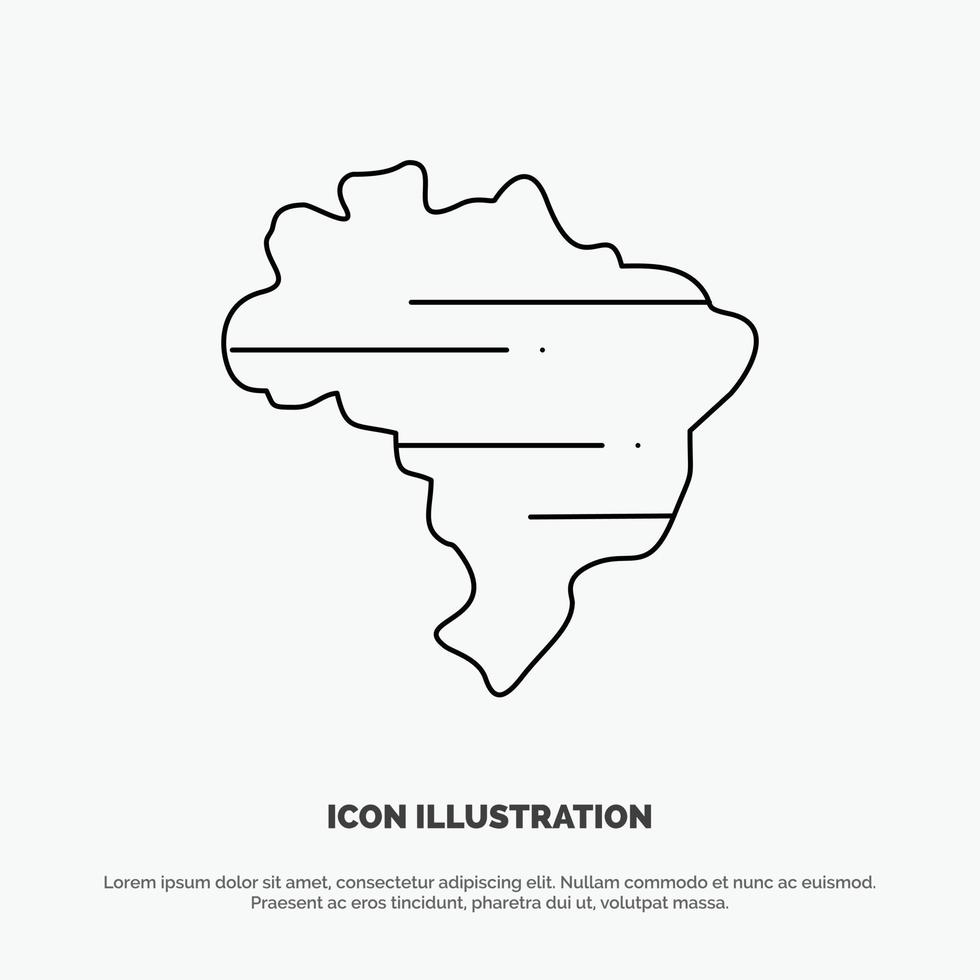 brasil mapa país vector línea icono