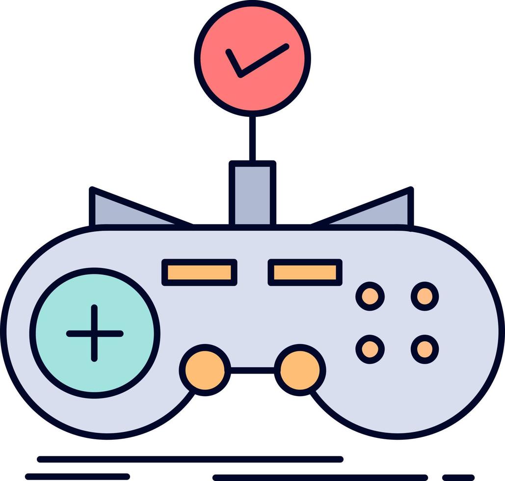 comprobar controlador juego gamepad juego color plano icono vector