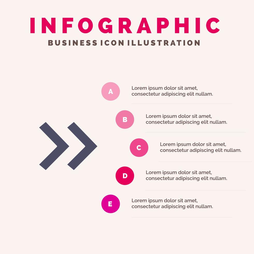 flecha flechas derecha sólido icono infografía 5 pasos presentación antecedentes vector