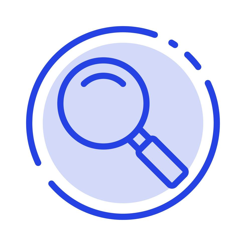 Glass Look Magnifying Search Blue Dotted Line Line Icon vector
