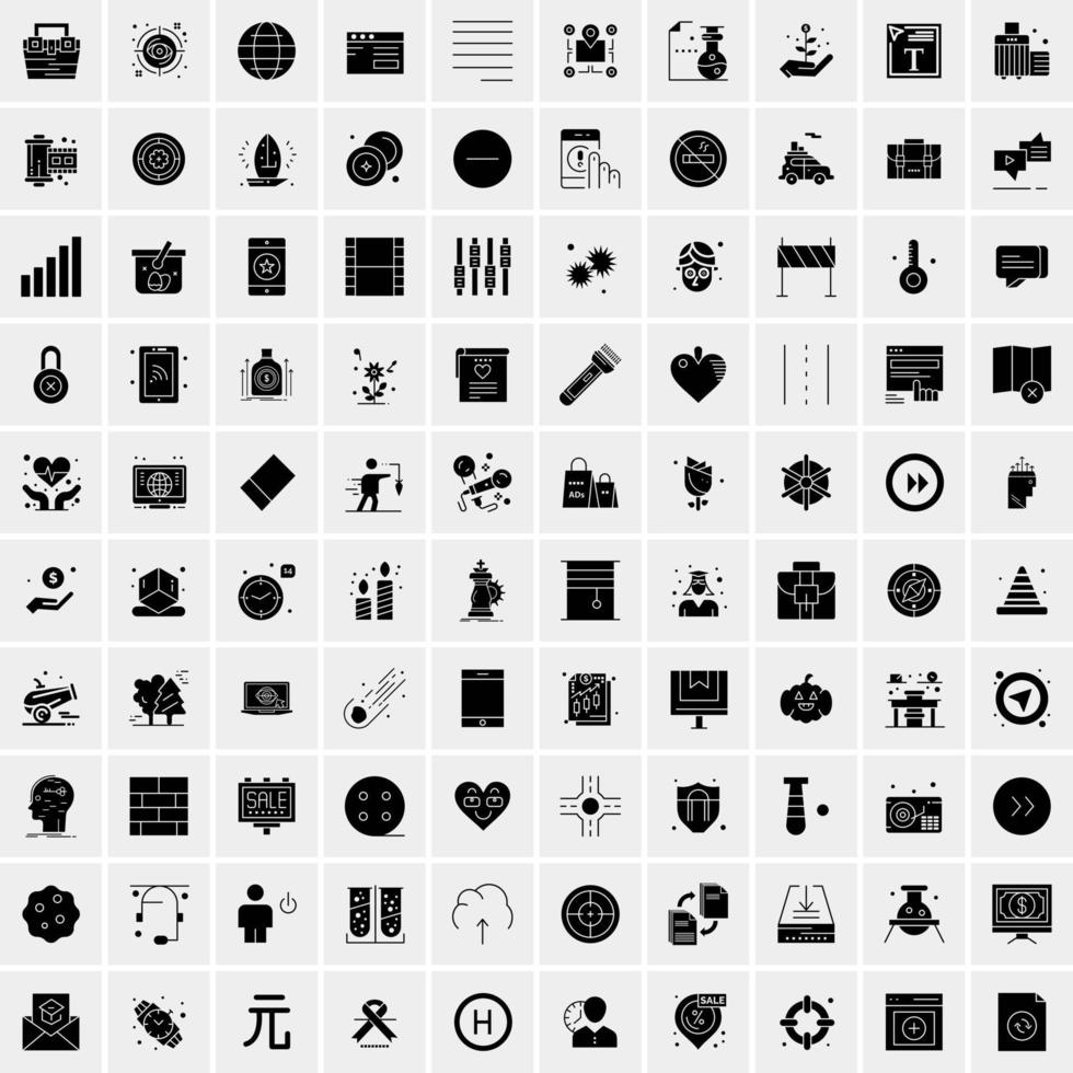 Set of 100 Universal Solid Icons vector