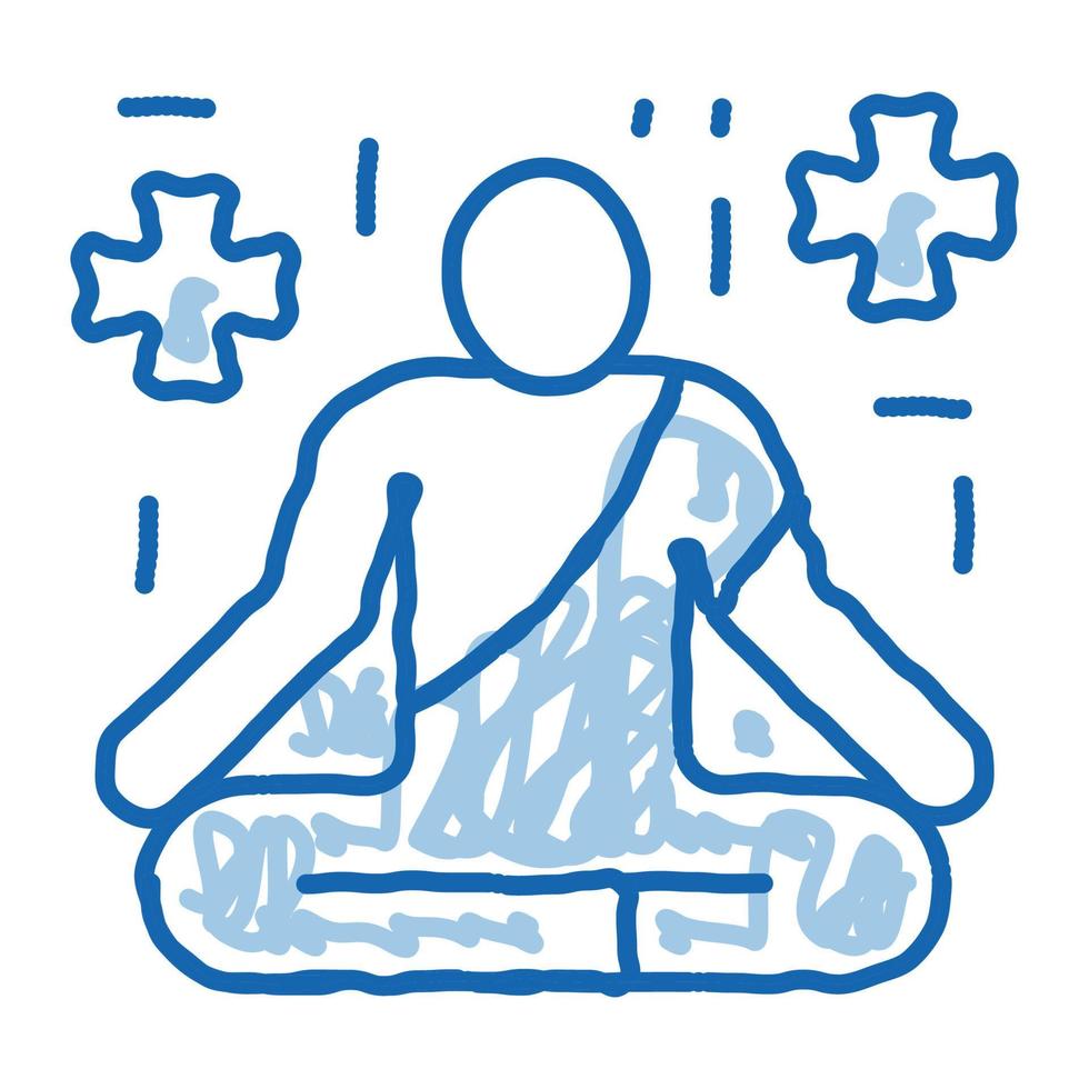 hombres de yoga para curar doodle icono dibujado a mano ilustración vector