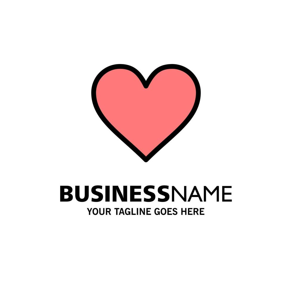 Heart Love Like Twitter Business Logo Template Flat Color vector