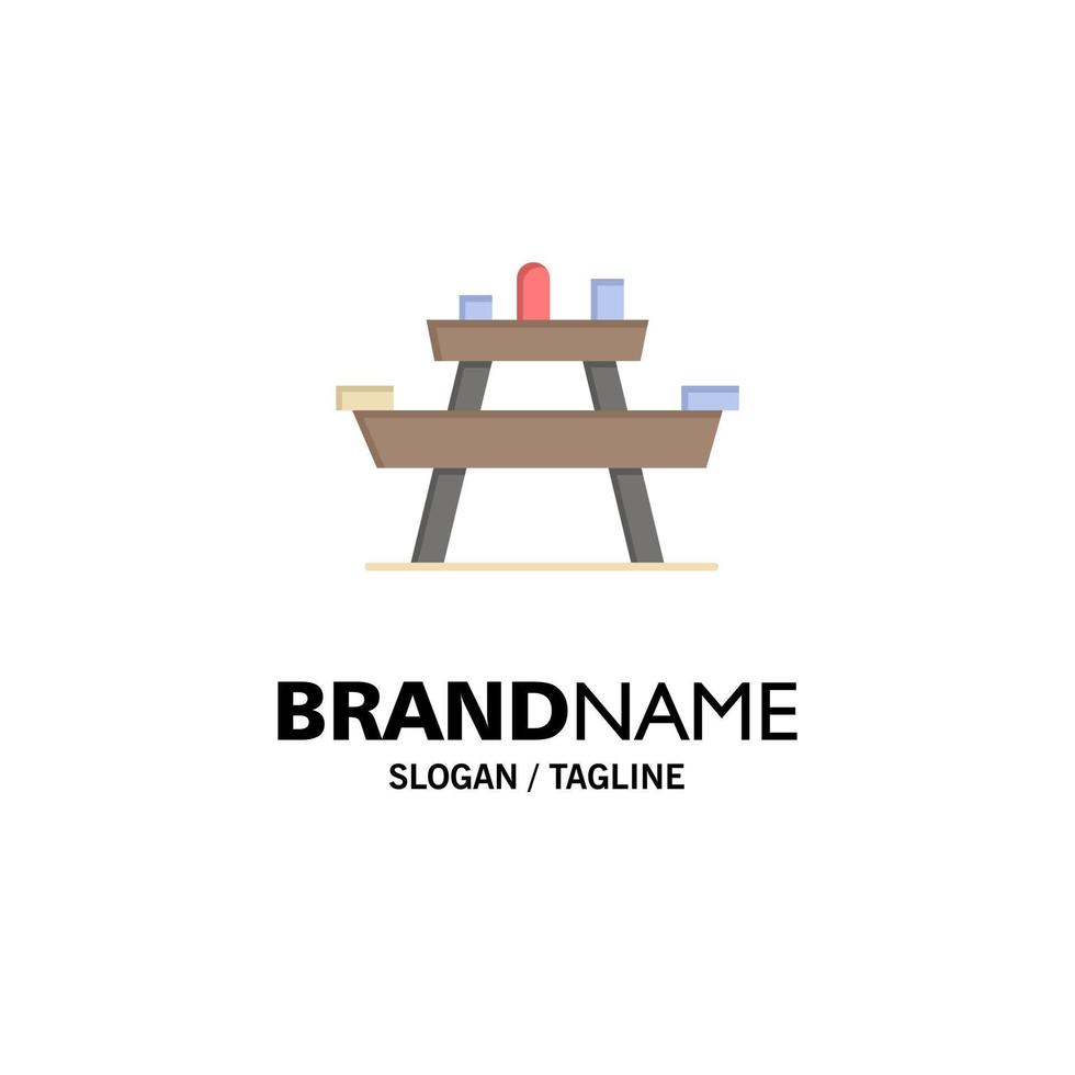 Bench Food Park Seat Picnic Business Logo Template Flat Color vector