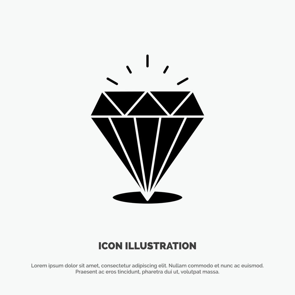 Diamond Shine Expensive Stone solid Glyph Icon vector