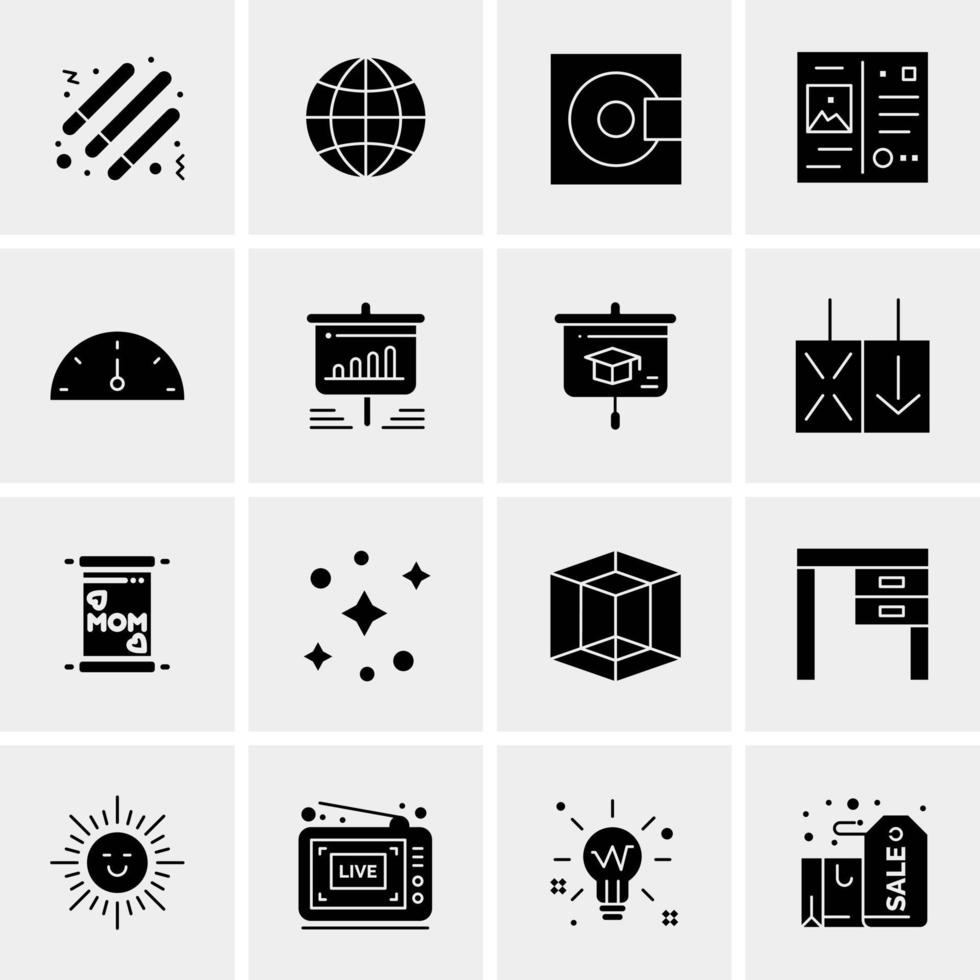 16 iconos universales de negocios vector ilustración de icono creativo para usar en proyectos relacionados con la web y dispositivos móviles