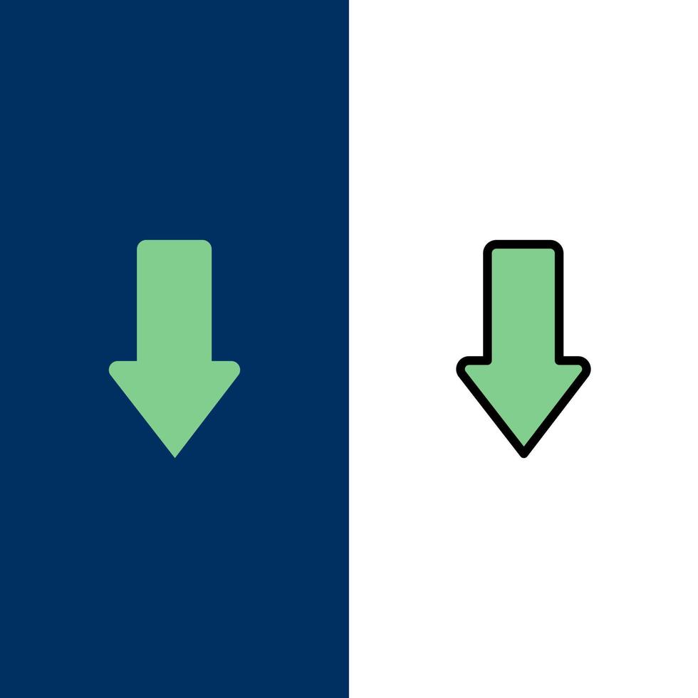 Arrow Arrows Down Download  Icons Flat and Line Filled Icon Set Vector Blue Background