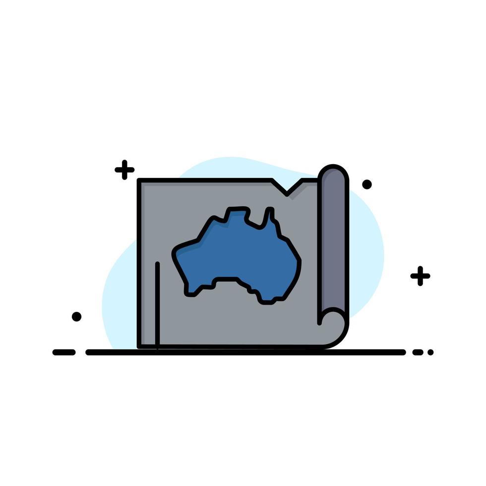 Australia Australian Country Location Map Travel  Business Flat Line Filled Icon Vector Banner Template