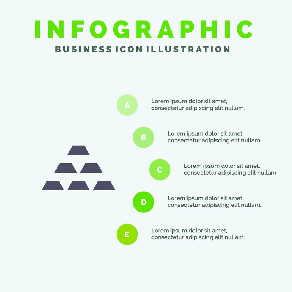 lingotes de oro depositar oro dinero reservar riqueza sólido icono infografía 5 pasos presentación antecedentes vector