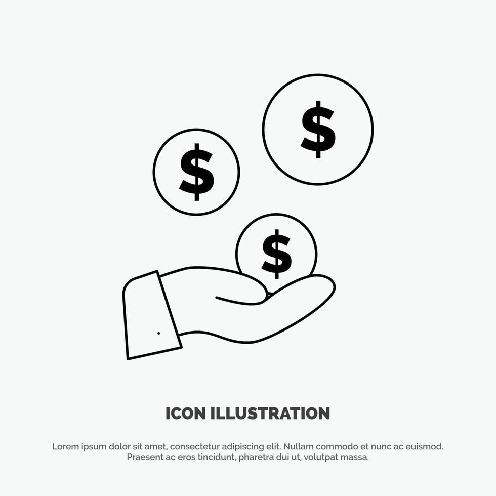 tech Industry Hand Dollar Industry Line Icon Vector