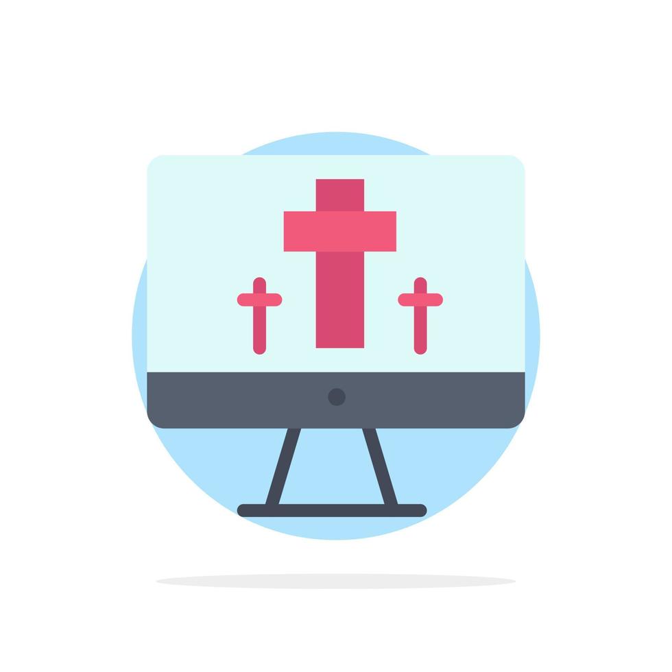 Monitor Screen Easter Egg Abstract Circle Background Flat color Icon vector