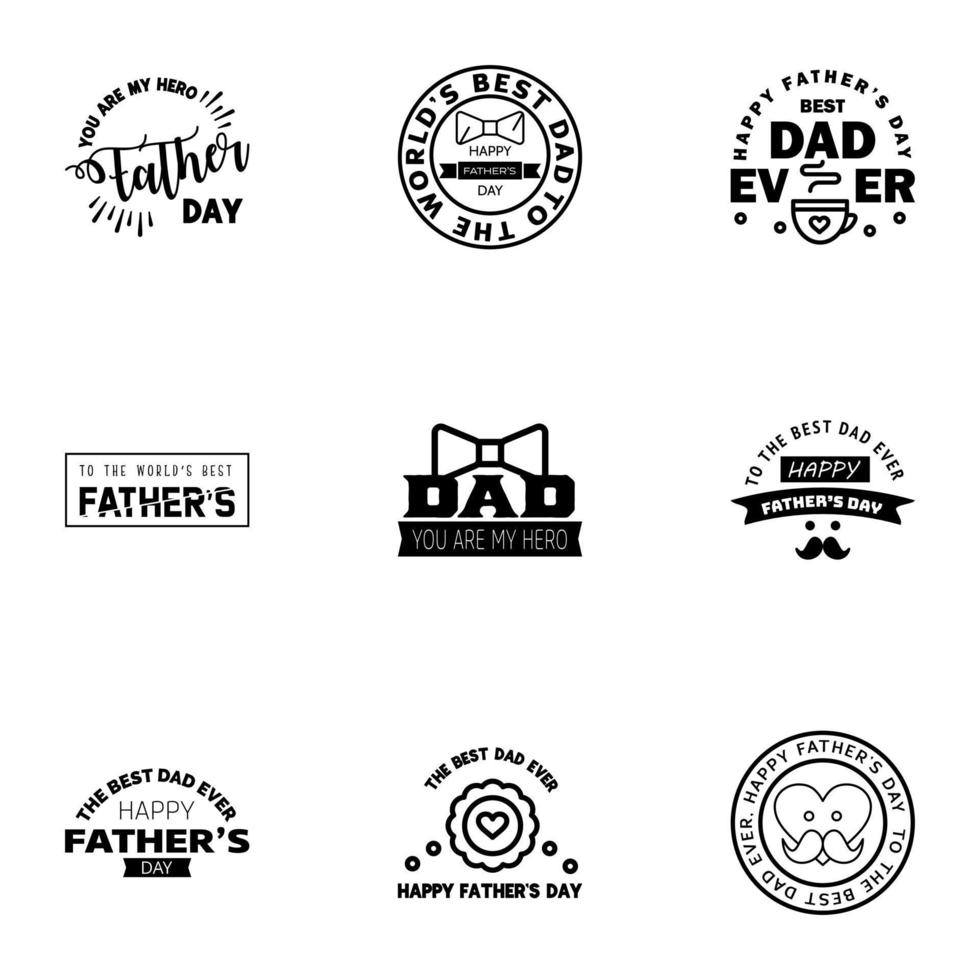 Happy fathers day 9 Black Lettering happy fathers day Editable Vector Design Elements