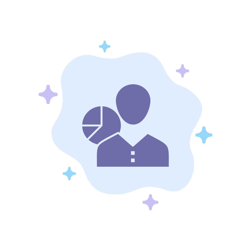 Graph Chart Data Employee Manager Person Statistics Blue Icon on Abstract Cloud Background vector