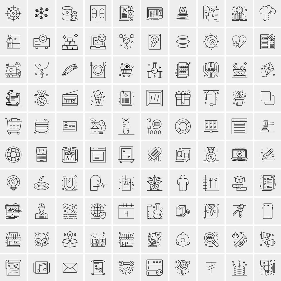 conjunto de 100 iconos de línea de negocios creativos vector