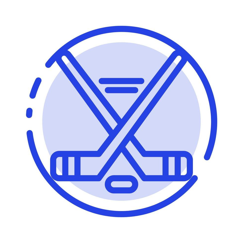 hokey hielo deporte deporte americano azul línea punteada icono de línea vector