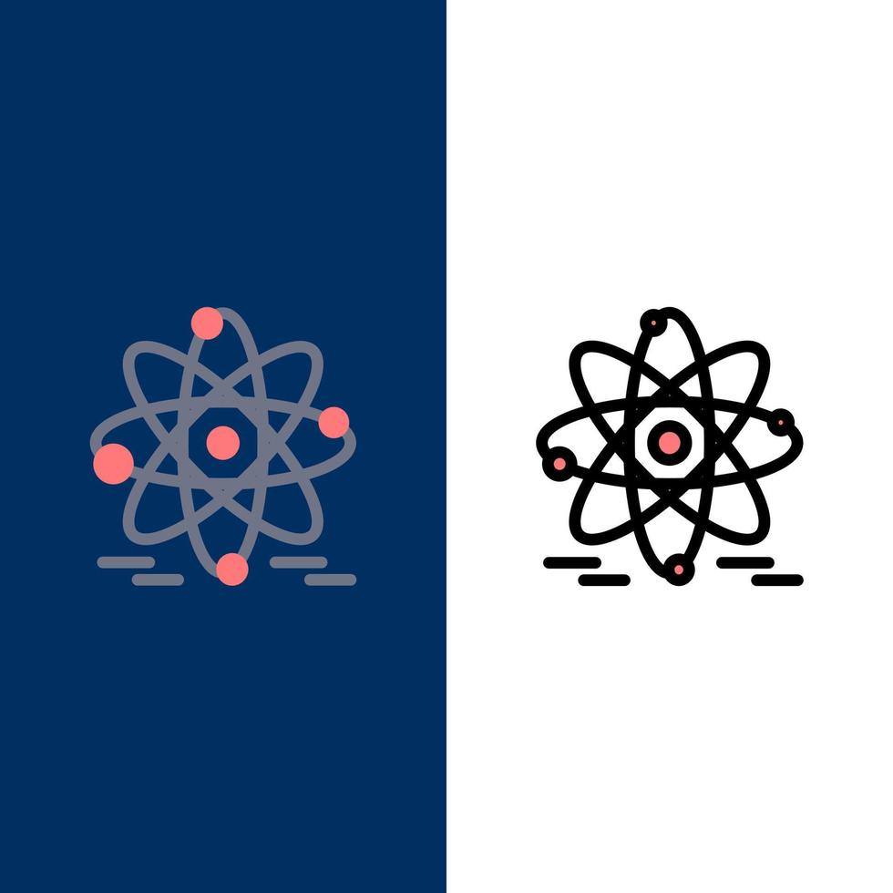 Atom Education Nuclear  Icons Flat and Line Filled Icon Set Vector Blue Background