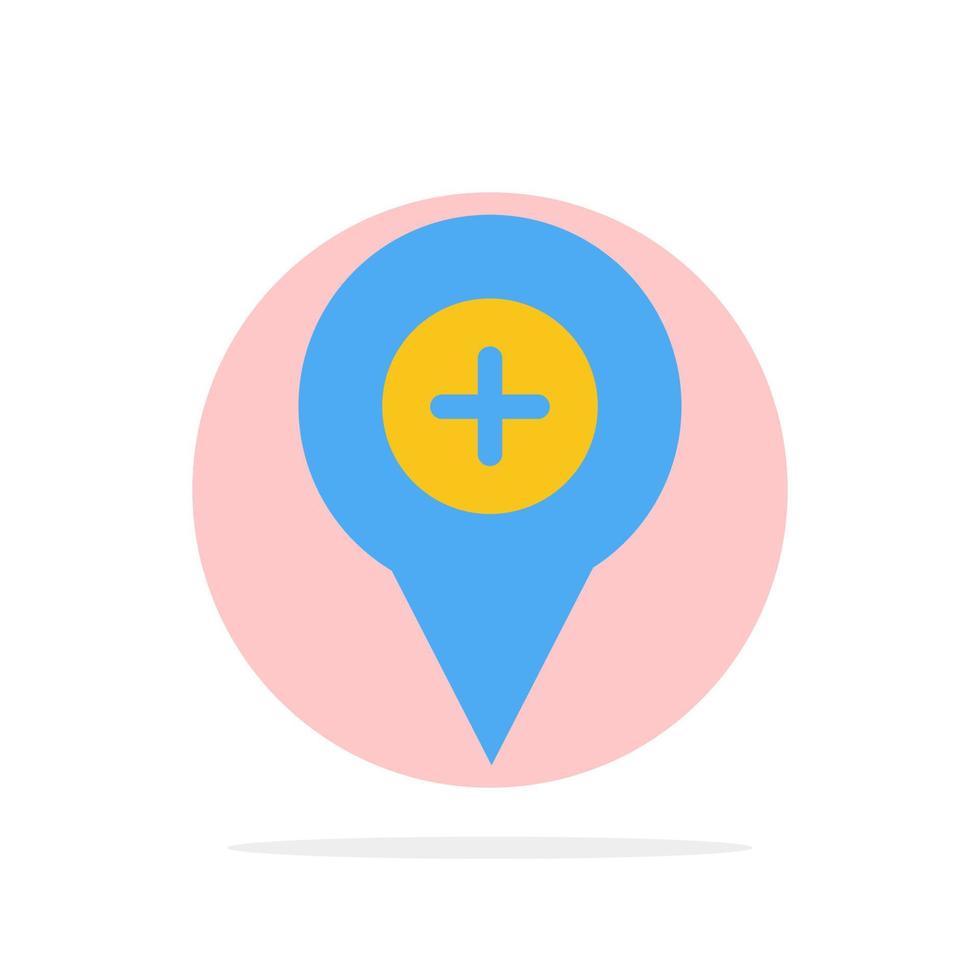 Location Map Navigation Pin Plus Abstract Circle Background Flat color Icon vector