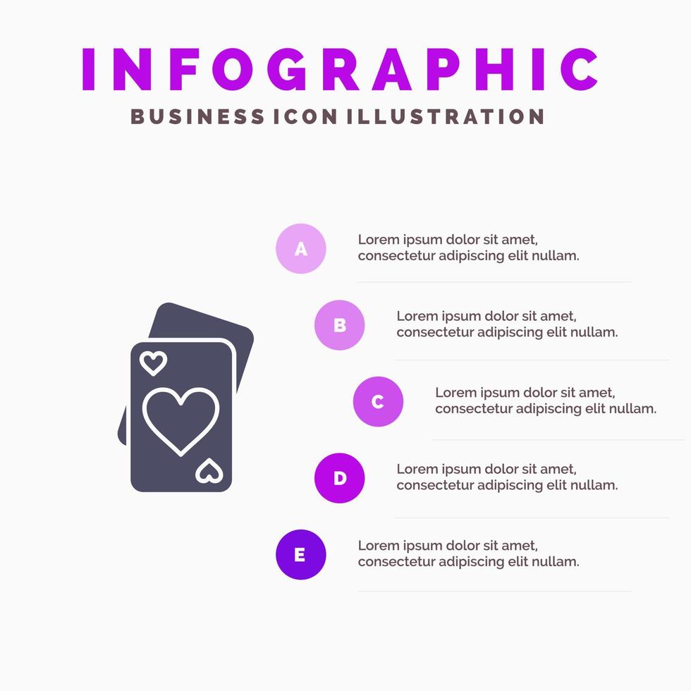 tarjeta amor corazón boda sólido icono infografía 5 pasos presentación fondo vector