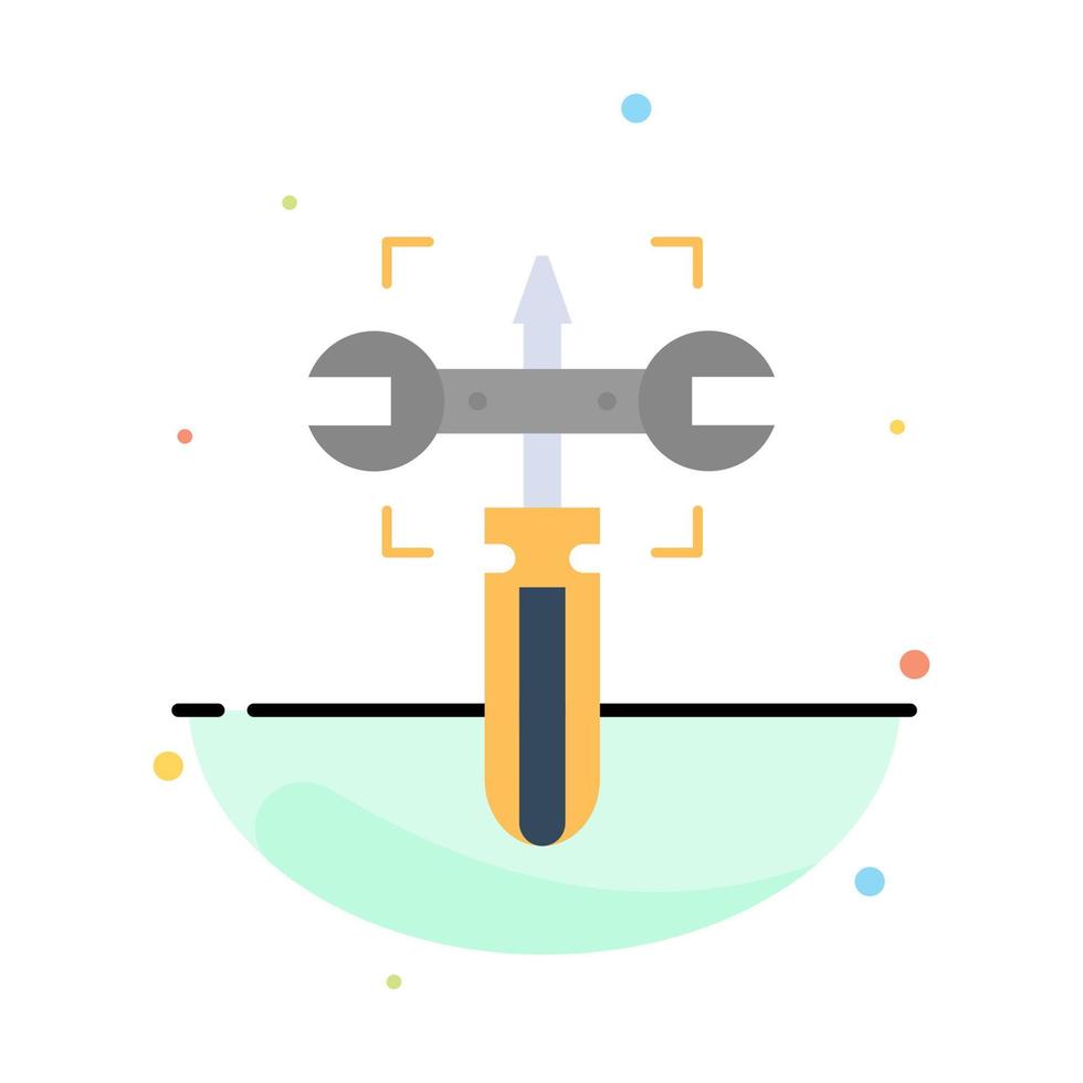 Setting Gear Wrench Screw Abstract Flat Color Icon Template vector