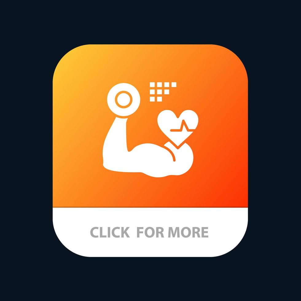 Growth Muscle Heart Beat Mobile App Button Android and IOS Glyph Version vector