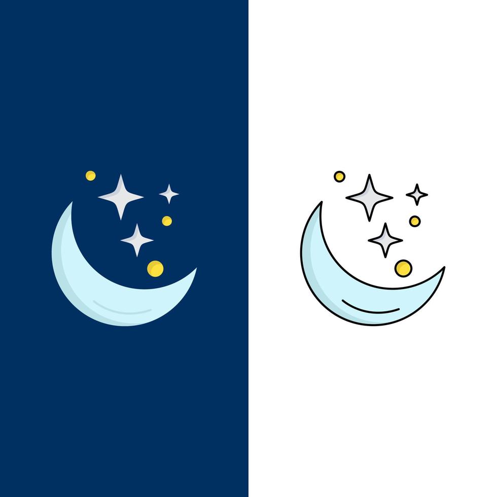 luna noche estrella tiempo espacio plano color icono vector