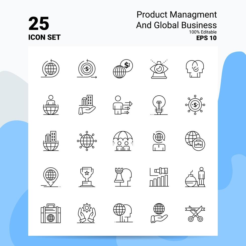 25 Product Managment And Global Business Icon Set 100 Editable EPS 10 Files Business Logo Concept Ideas Line icon design vector
