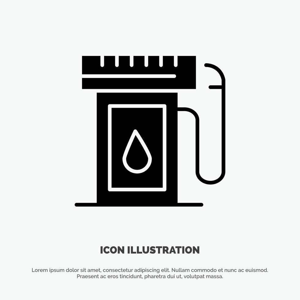 vector de icono de glifo sólido de gota de aceite de industria de gasolina