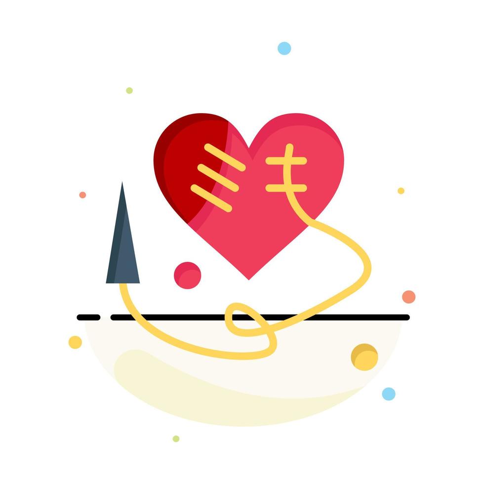 Sewing Heart Broken Heart Heart  Business Logo Template Flat Color vector