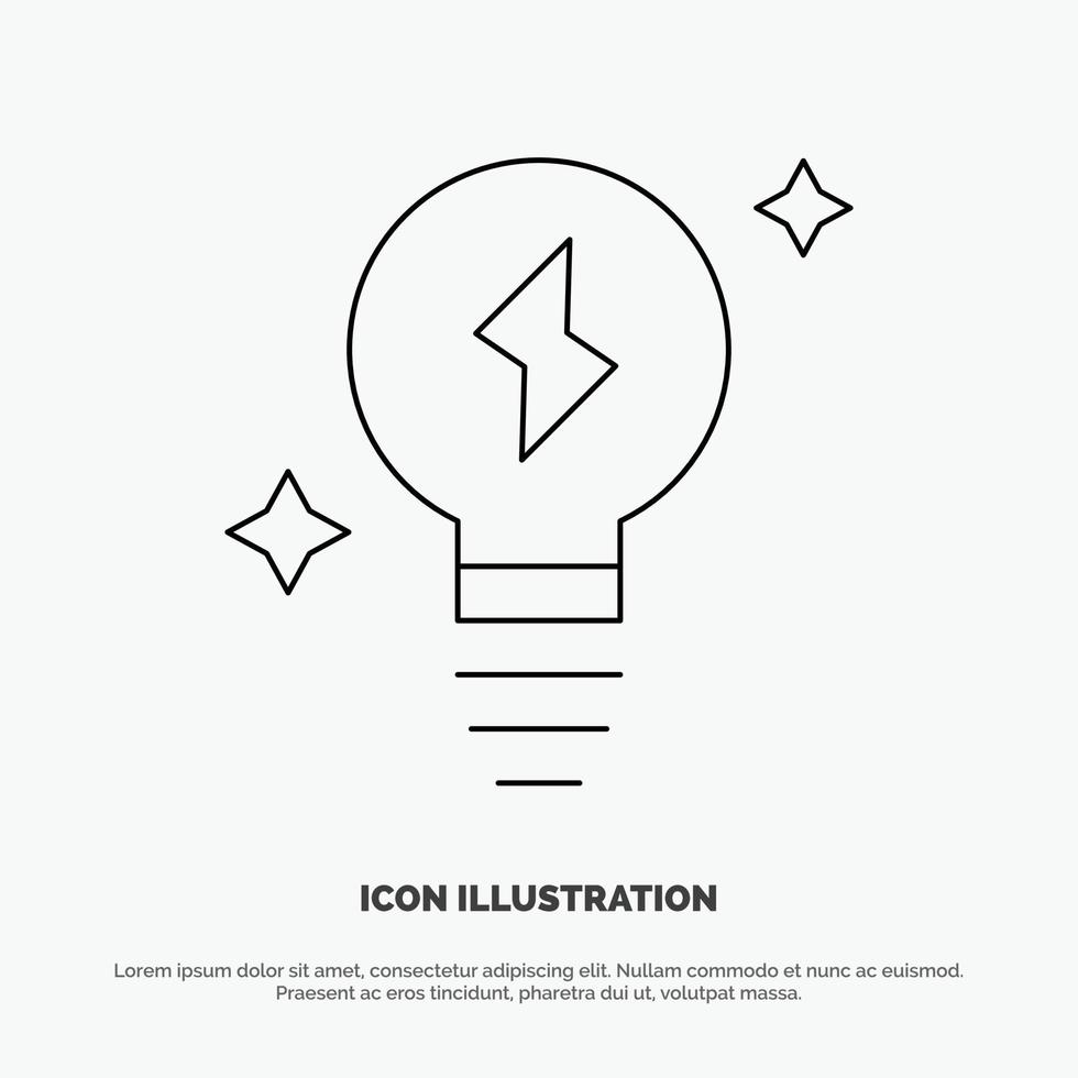 Bulb Light Power Line Icon Vector