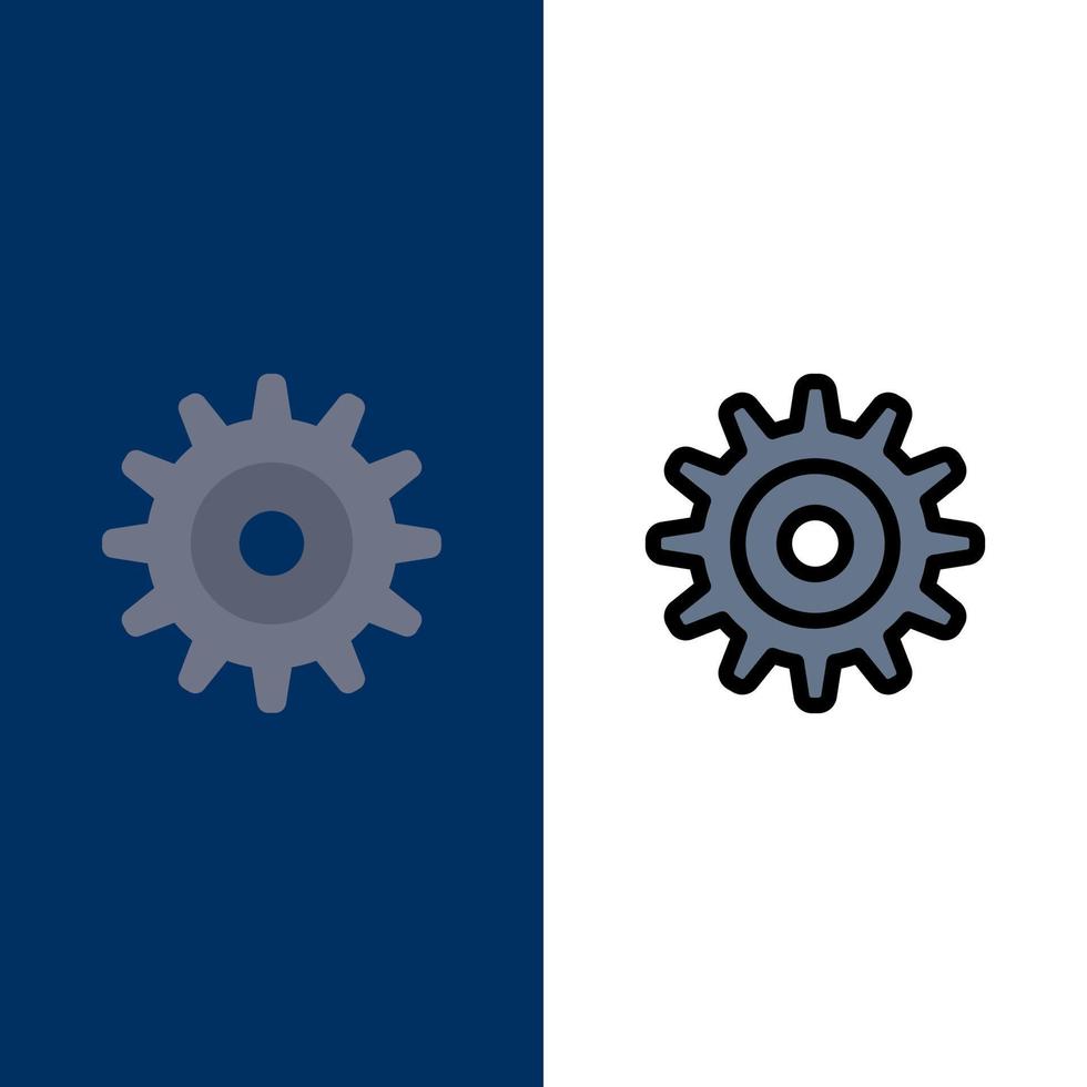 Gear Setting Wheel  Icons Flat and Line Filled Icon Set Vector Blue Background