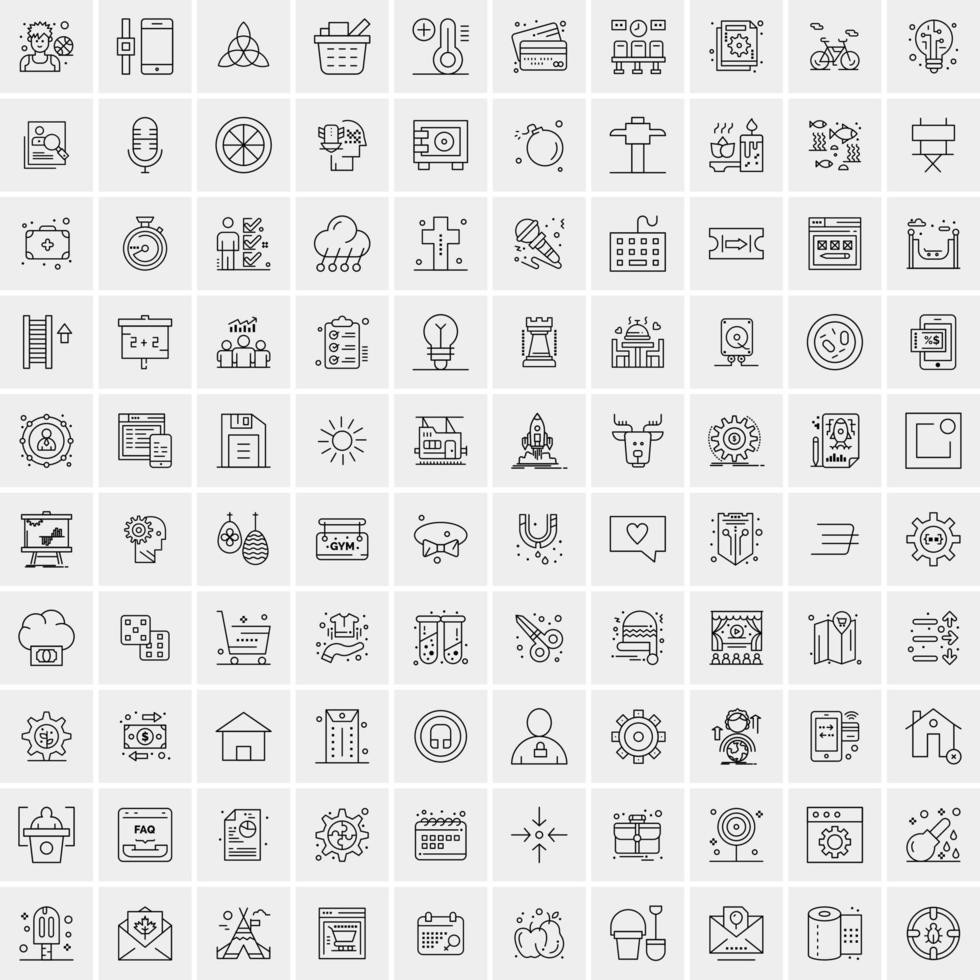 conjunto de 100 iconos de línea de negocios creativos vector