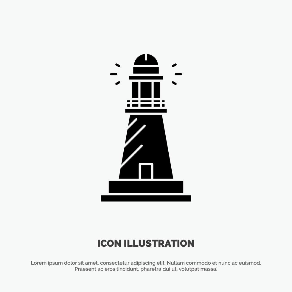 Lighthouse House Light Beach Ocean solid Glyph Icon vector