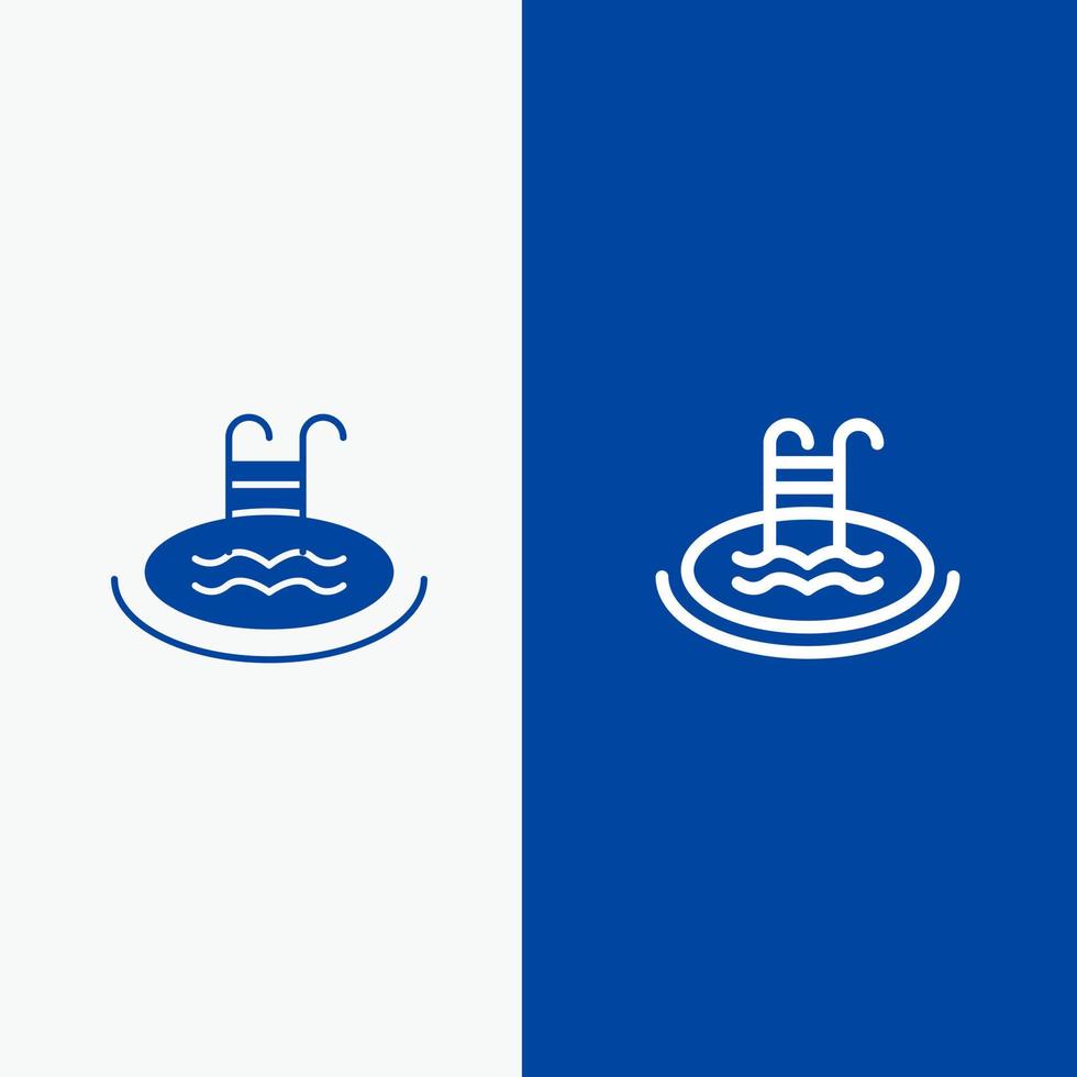 Hotel Pool Swimming Service Line and Glyph Solid icon Blue banner vector