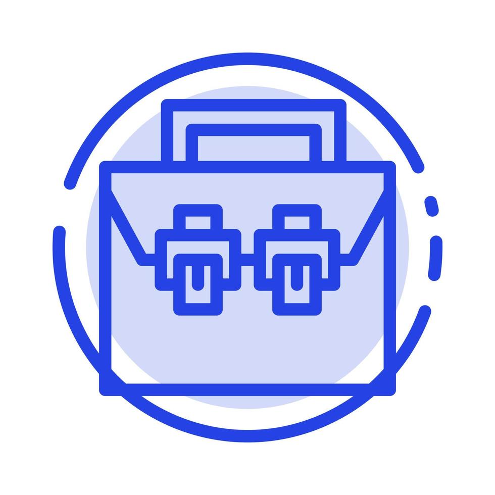 Bag Box Construction Material Toolkit Blue Dotted Line Line Icon vector