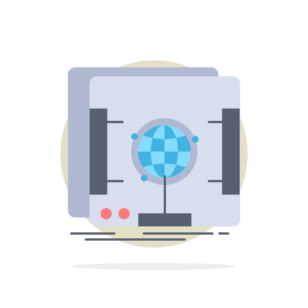 3d dimensional holographic scan scanner Flat Color Icon Vector