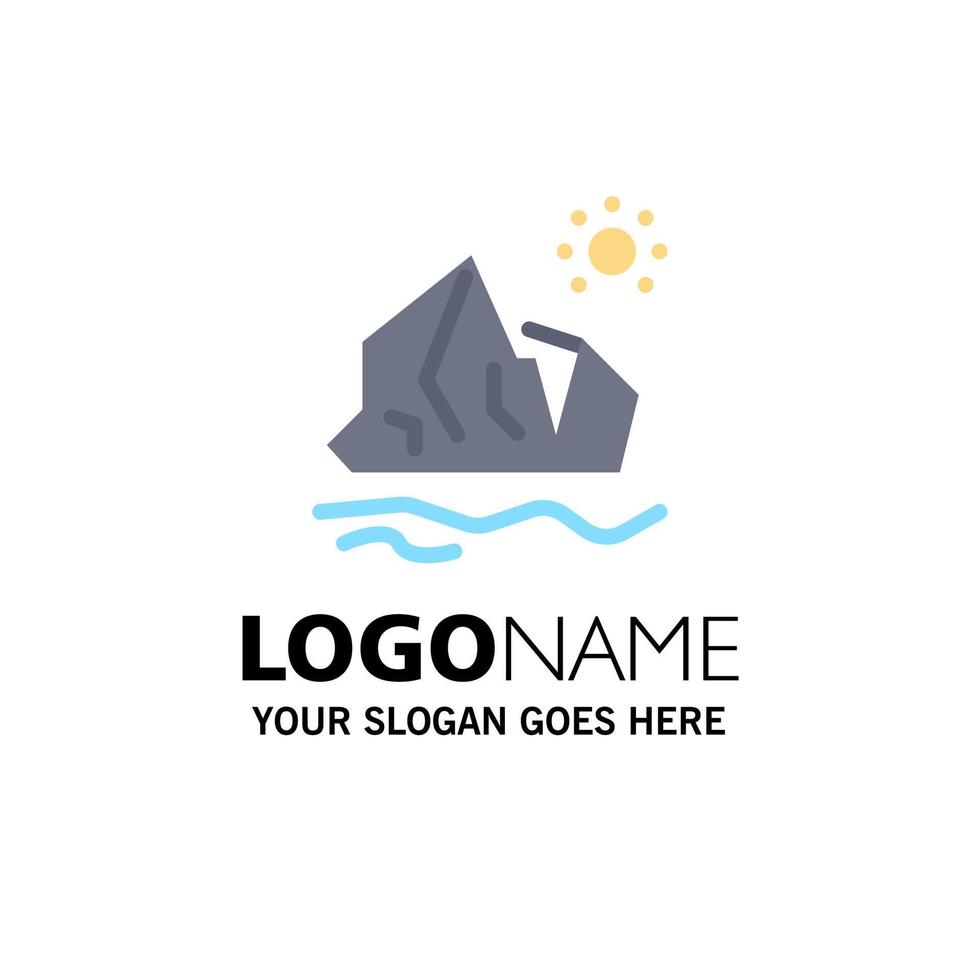Ecology Environment Ice Iceberg Melting Business Logo Template Flat Color vector
