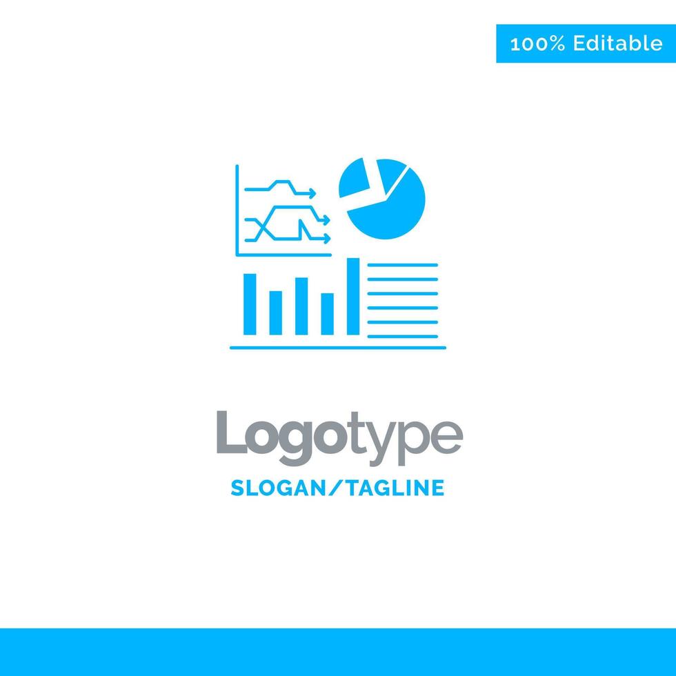 Graph Success Flowchart Business Blue Solid Logo Template Place for Tagline vector