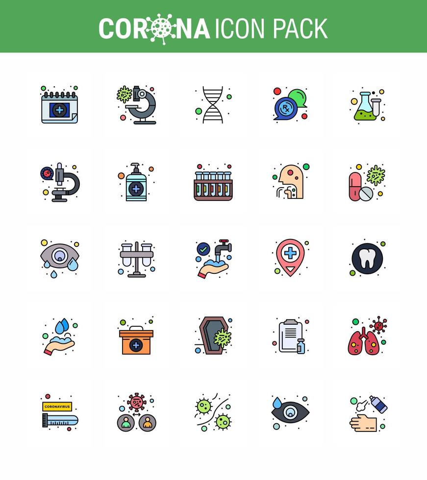 Coronavirus Prevention 25 icon Set Blue lab chemistry dna rx medical viral coronavirus 2019nov disease Vector Design Elements