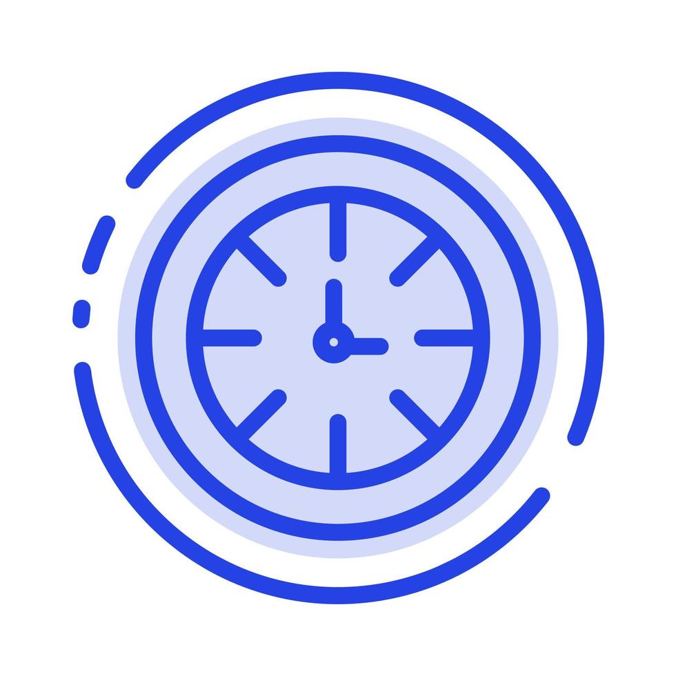 reloj temporizador reloj global línea punteada azul icono de línea vector