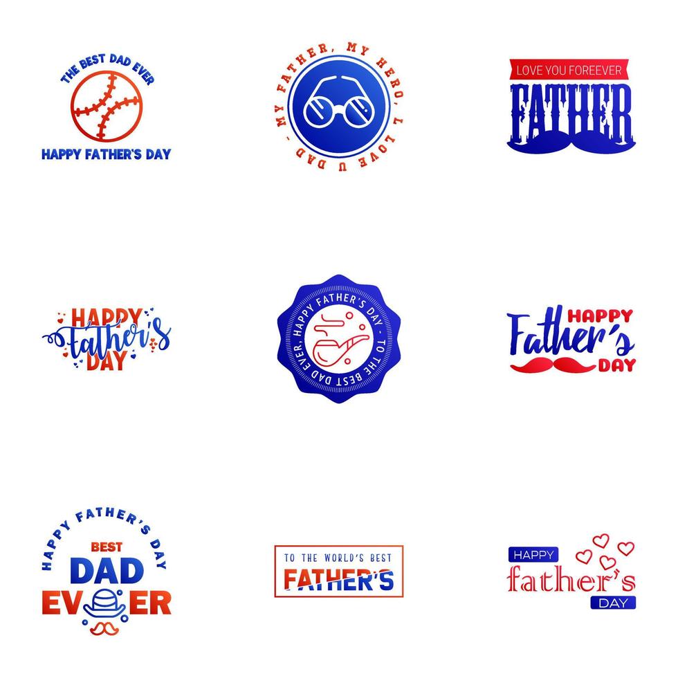 Happy fathers day 9 Blue and red Typography Fathers day background design Fathers day greeting card Editable Vector Design Elements